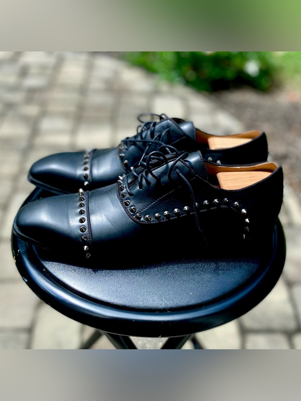 Christian Louboutin Alphamales Spikes Men's Black Derby Shoes